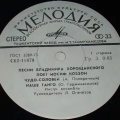 Песни Владимира Хорощанского Поет Иосиф Кобзон (7 Дюймов) Без обложки