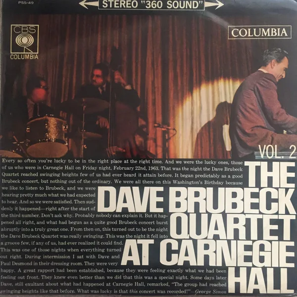 The Dave Brubeck Quartet — At Carnegie Hall (Vol. 2) 1963 JP